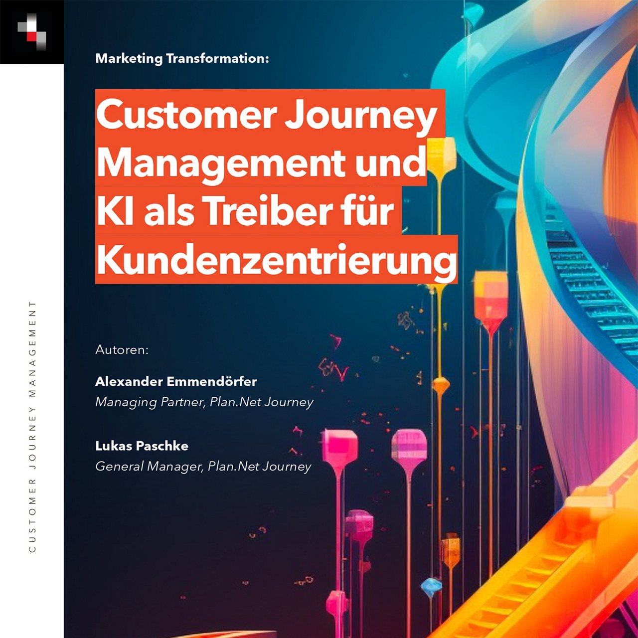 Visualisierung der Kundenreise mit Fokus auf Management und Klientengewinnung.