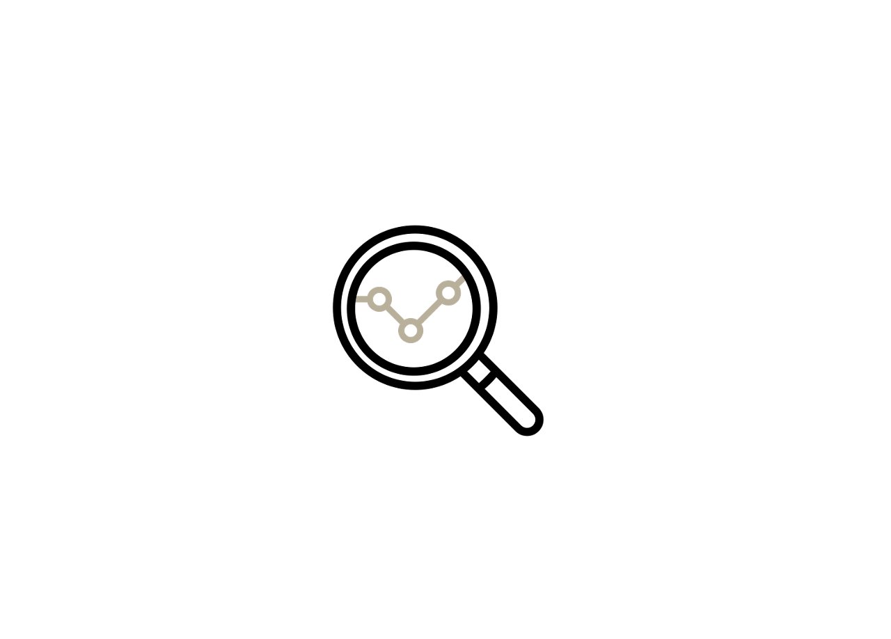 Magnifying glass icon with a simple data line