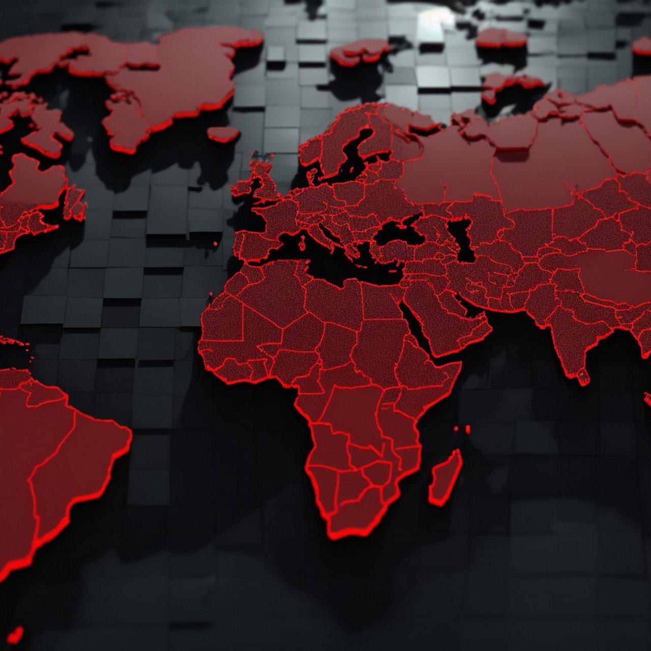 A worldmap in red and black
