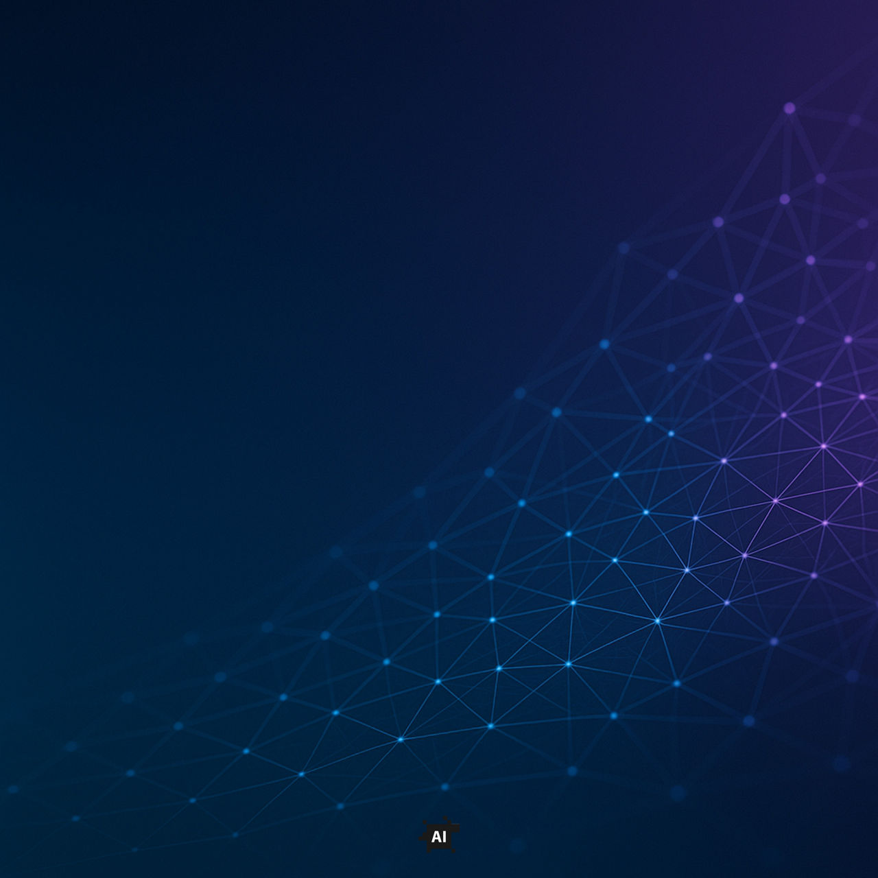 Abstract digital background featuring a glowing blue and purple network of connected nodes and lines, symbolizing data flow and technology