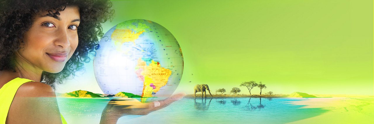 girl holding globe in her hand 