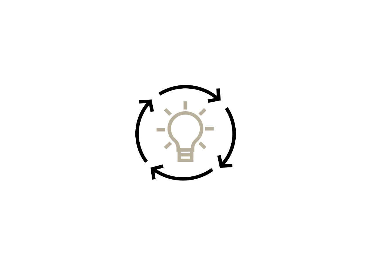Light bulb icon with circular arrow loop