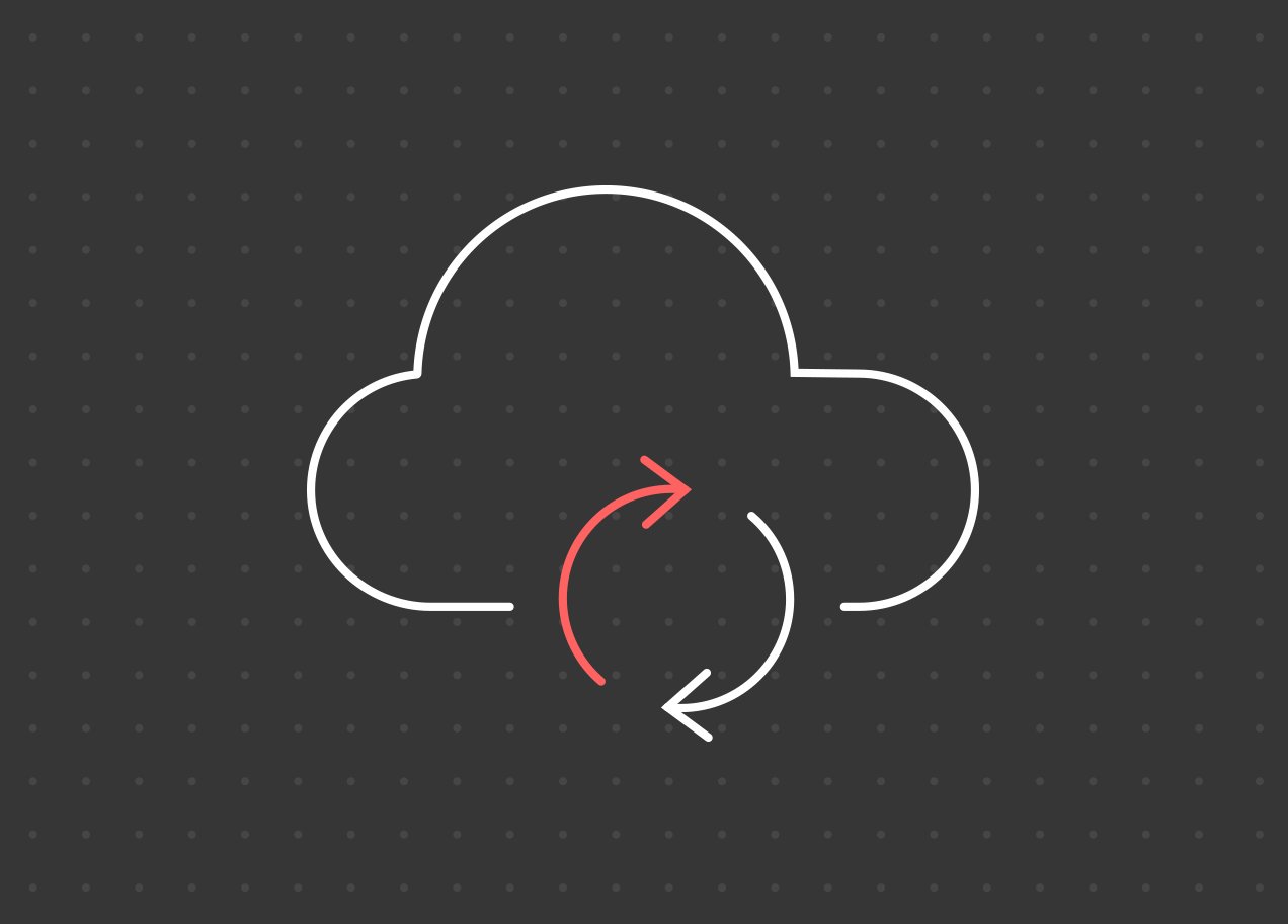 Symbol für Cloud-Computing mit einem Pfeil, der auf die Wolke zeigt, um den Datenfluss zu verdeutlichen.