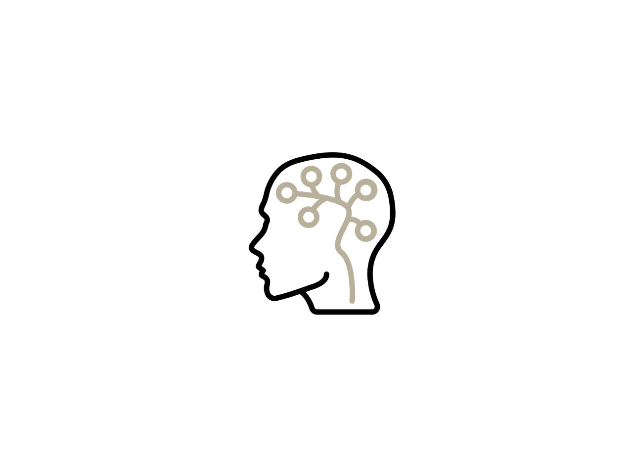 Head icon with branching neural lines
