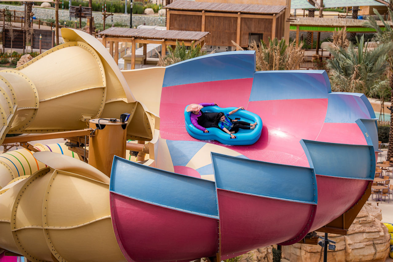 Thrill raft ride at Aquarabia water park, at Qiddiya City in Saudi Arabia