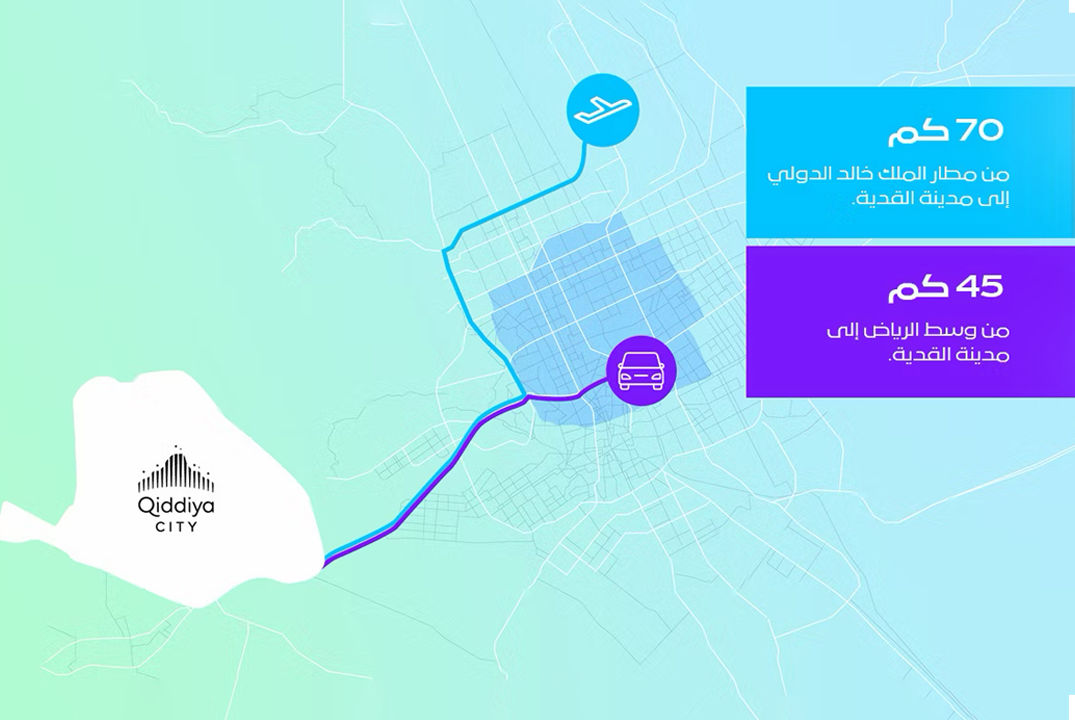 موقع مدينة القدية في الرياض وسهولة الوصول إليها من أبرز معالم المدينة ومراكز النقل