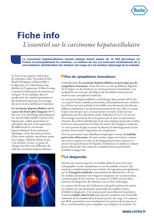 première page de la Fiche info patient : l’essentiel sur le carcinome hépatocellulaire