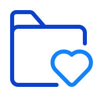Blue icon of folder with heart