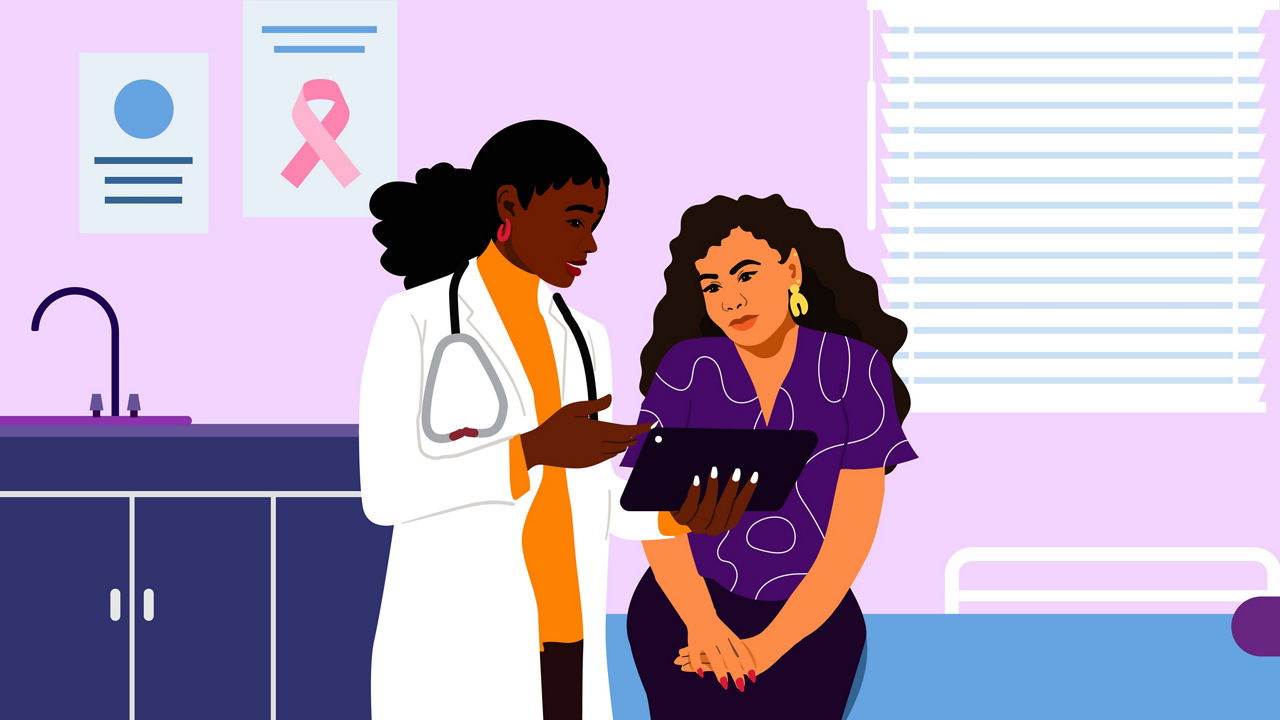 Female Healthcare Provider & Patient Illustration