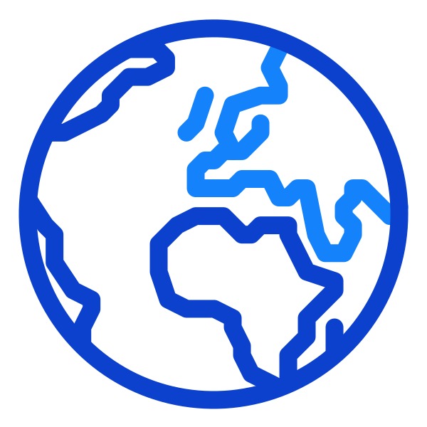 Iconographische Darstellung der Weltkugel, wobei Europa hervorgehoben ist.