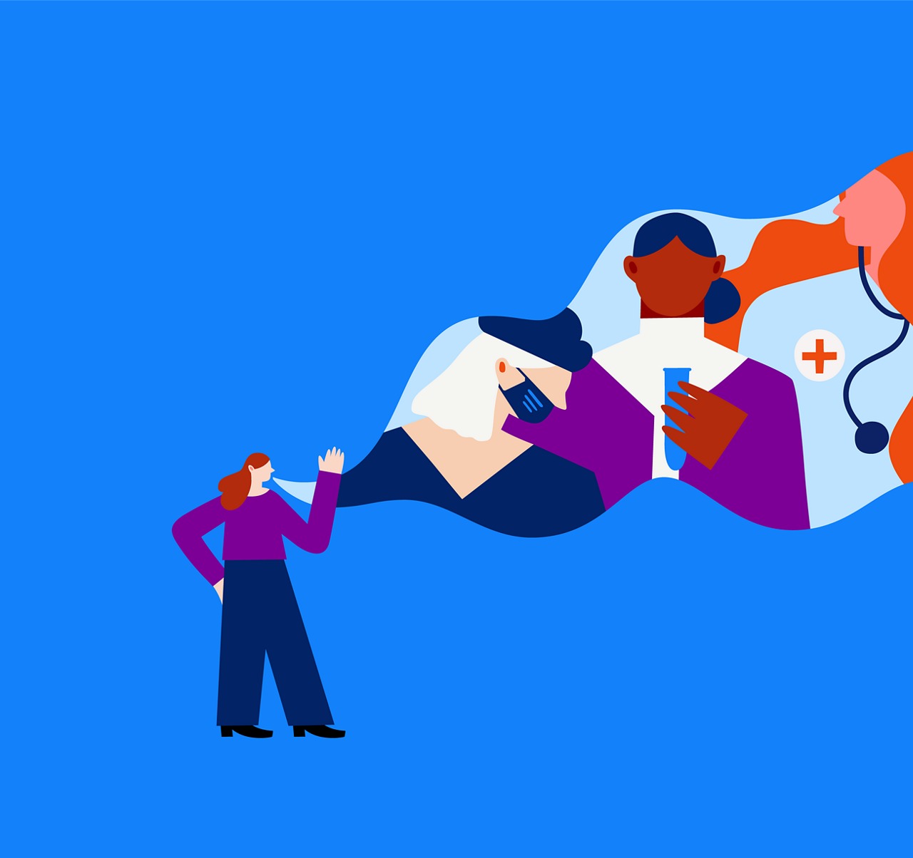 Graphic of woman talking about healthcare