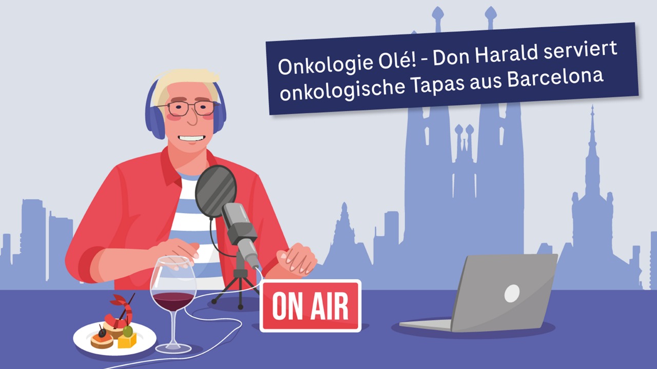 Illustration von Harald Müller-Huesmann bei der Podcast-Aufnahme in Barcelona