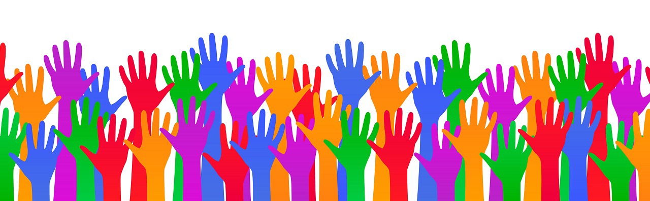 Colored hand crowd - for stock