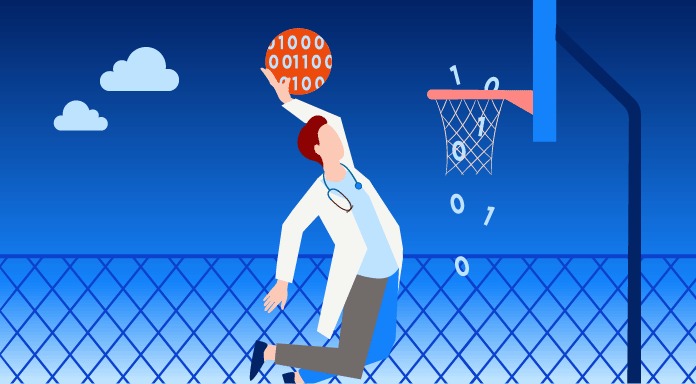 Zeichnung Person spielt Basketball