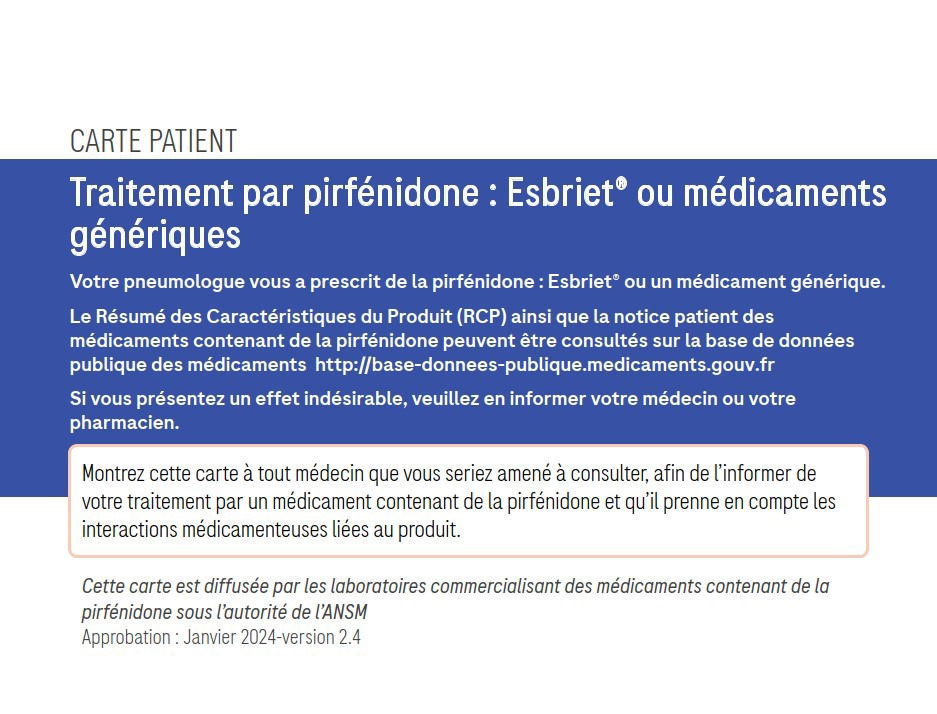 image première page du document Esbriet "Carte Patient"