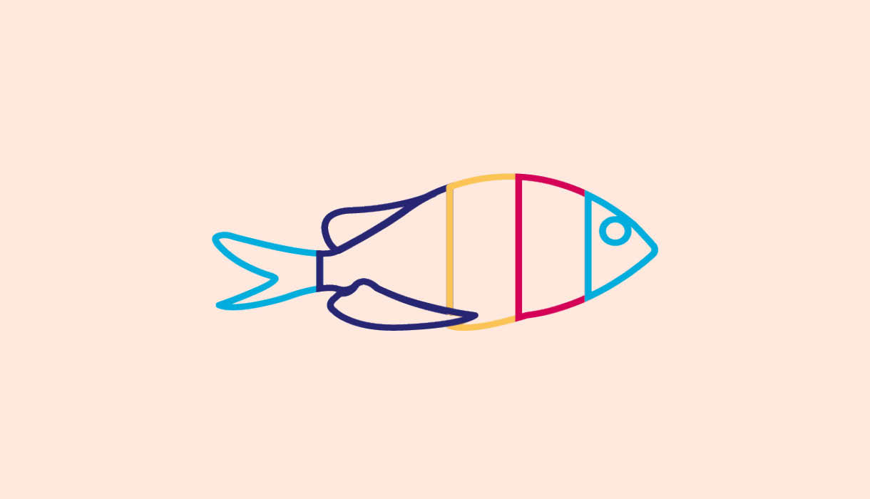 Icon der RAINBOWFISH-Studie, ein mehrfarbiger Fisch.