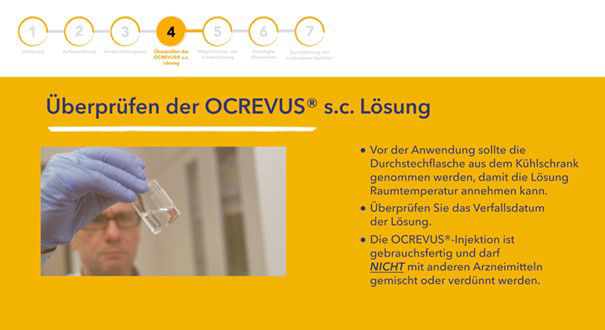 Ocrevus® s.c.-Applikation – 04 Überprüfen der OCREVUS® s.c. Lösung