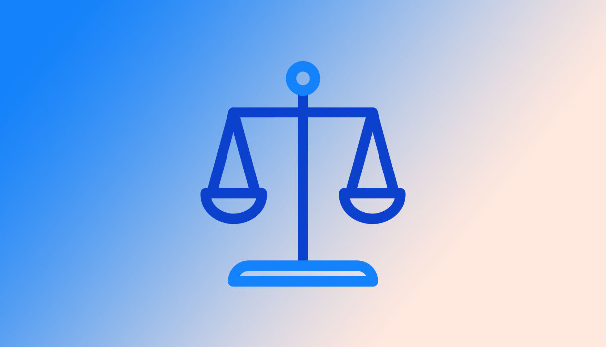 Icon für Balance: eine Waage mit gleichmäßig ausbalancierten Schalen.