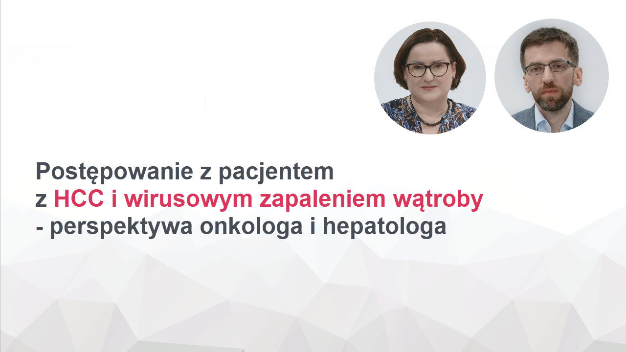 Plansza startowa webinaru "Post powanie z pacjentwm z HCC i wirusowym zapaleniem wątroby"