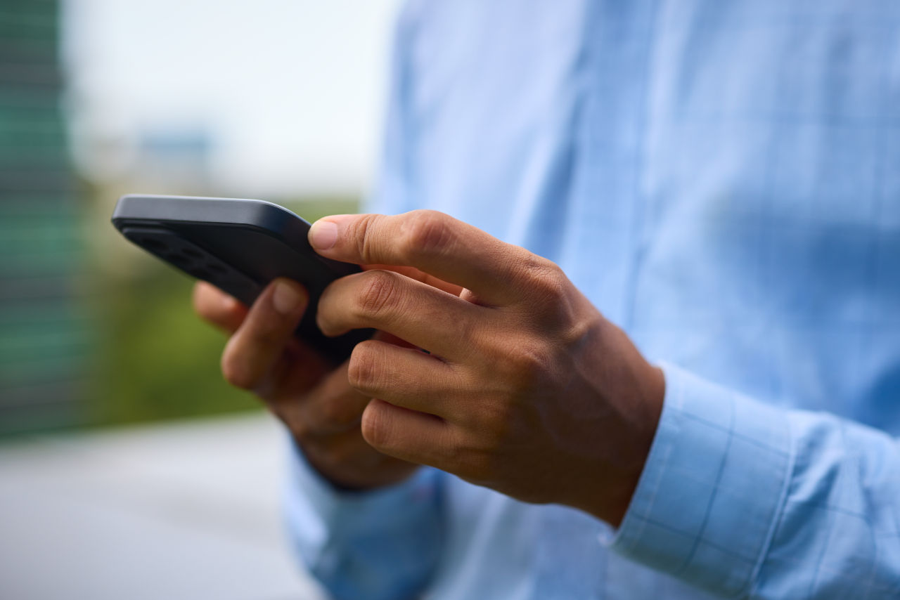 Man holding mobile