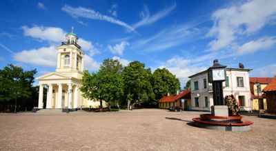 Katolický kostel ve staré části města Ventspils.