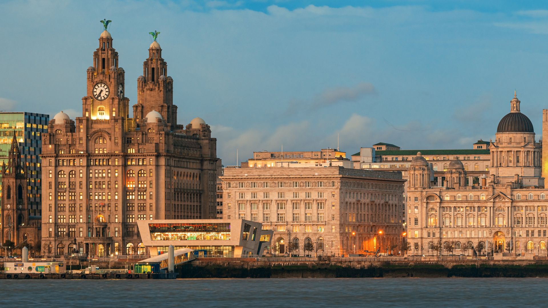 Liverpool skyline cityscape with buildings in England in United Kingdom