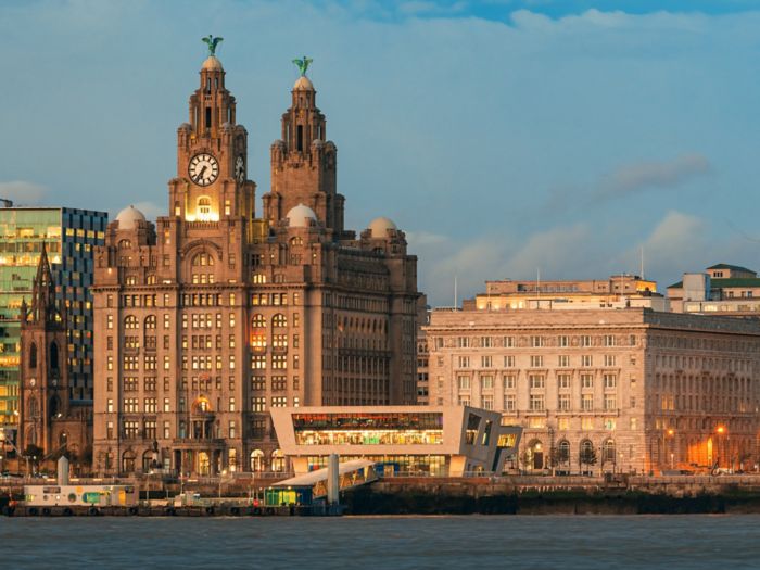 Liverpool skyline cityscape with buildings in England in United Kingdom