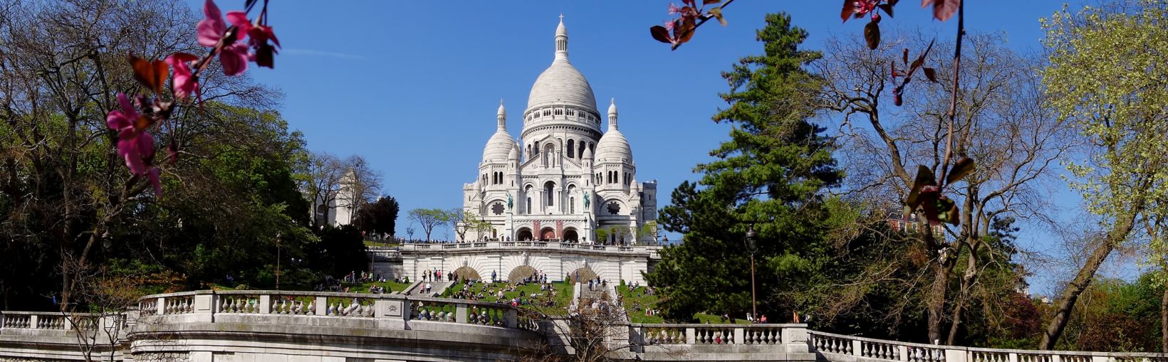 Sacre Coeur Cathedral during spring time in Paris, France