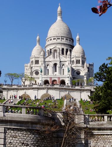 Sacre Coeur Cathedral during spring time in Paris, France