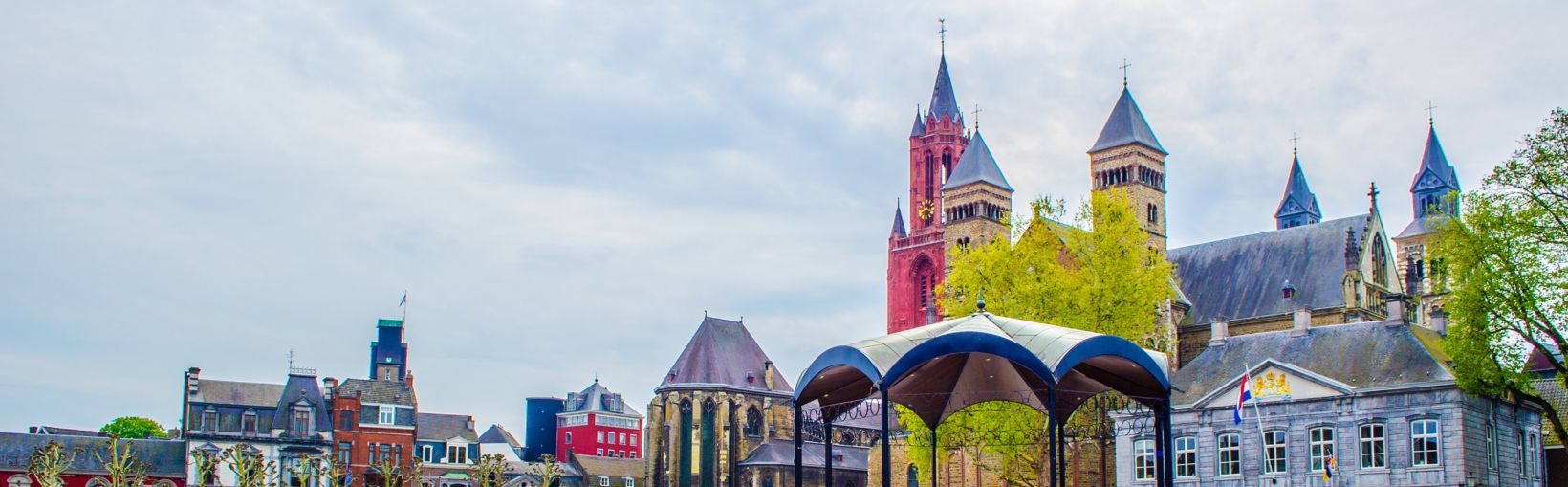 MAASTRICHT, NETHERLANDS, APRIL 12, 2014: View over vrijthof - historical of center of Maastricht.