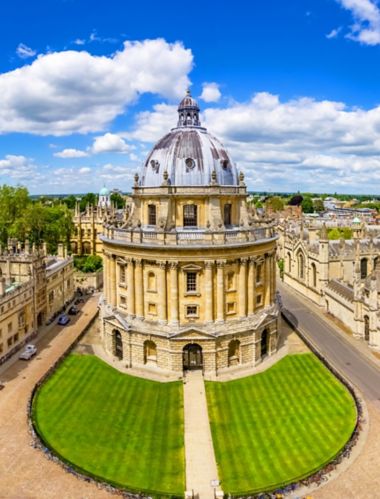 Streets of Oxford-landmark, England - overview from a church's tower with the Bodleian Libraryand All Souls College