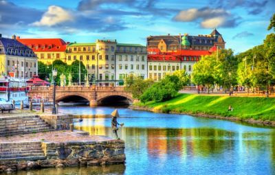 Kanāls vēsturiskajā Gēteborgas centrā, Zviedrijā