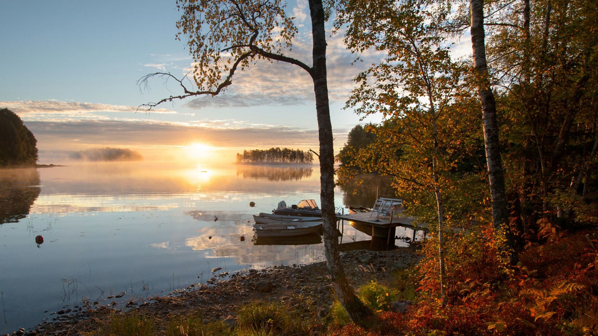 View of lake in Småland, Sweden