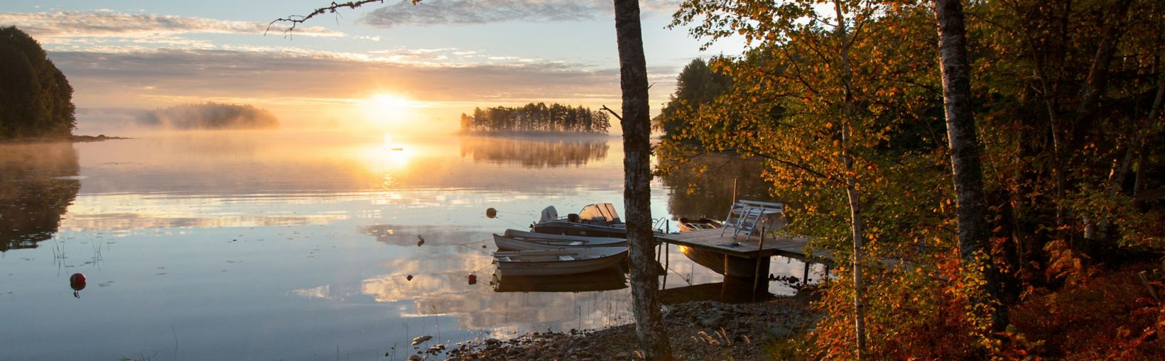 View of lake in Småland, Sweden