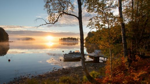 View of lake in Småland, Sweden