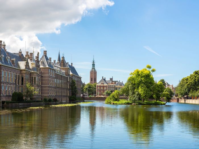 Binnenhof palace, dutch parliament in Hague in a beautiful summer day, The Netherlands