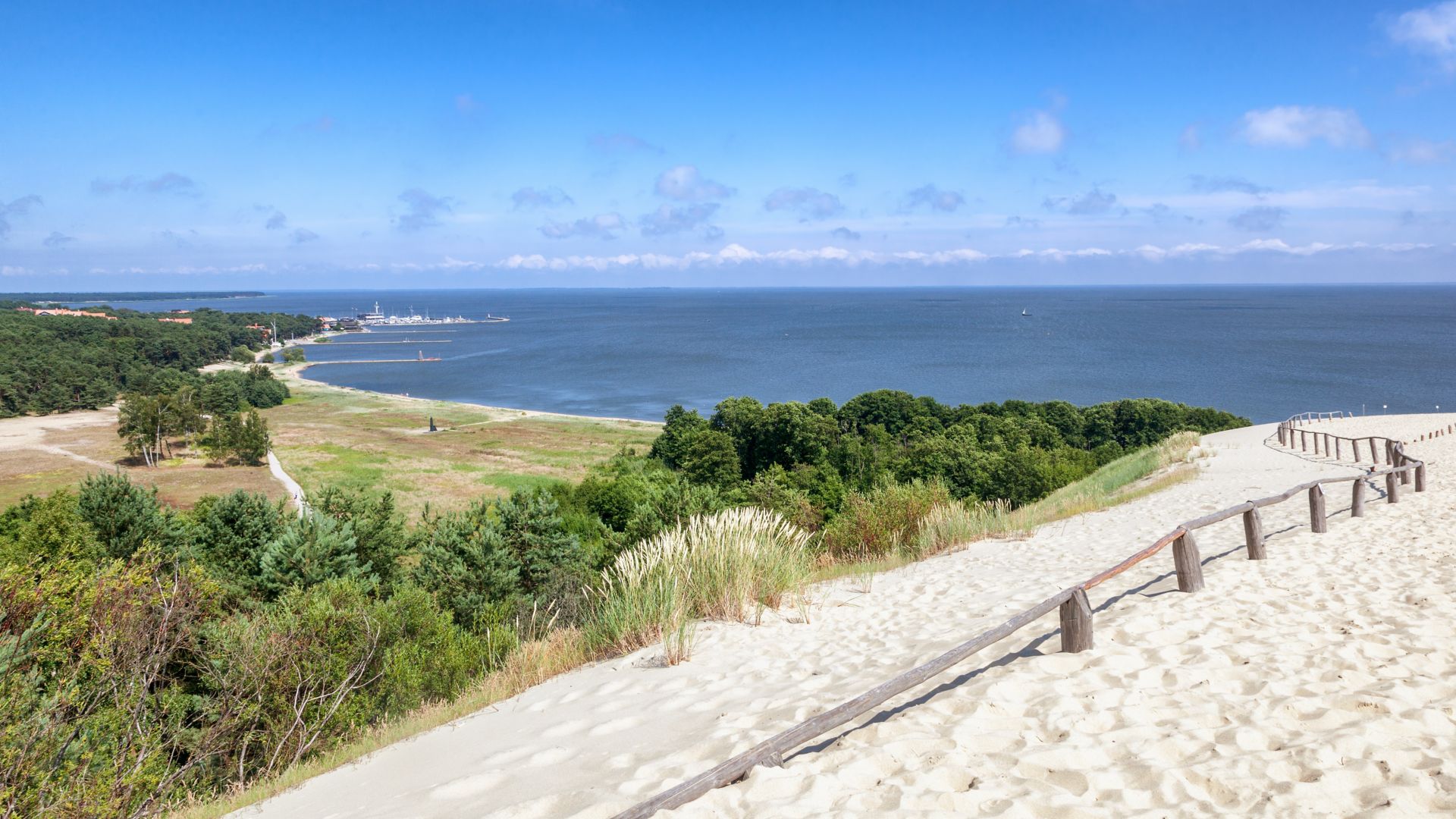 Nida - Curonian Spit and Curonian Lagoon, Nida, Klaipeda, Lithuania. Nida harbour. Baltic Dunes. Unesco heritage. Nida is located on the Curonian Spit 