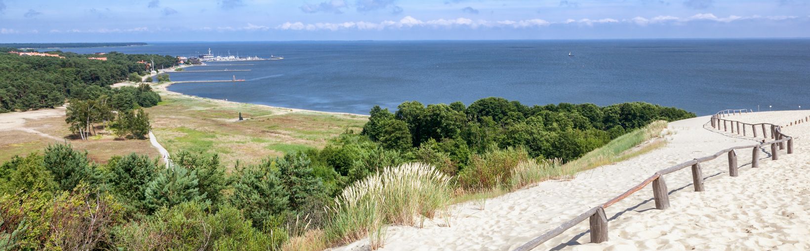 Nida - Curonian Spit and Curonian Lagoon, Nida, Klaipeda, Lithuania. Nida harbour. Baltic Dunes. Unesco heritage. Nida is located on the Curonian Spit 