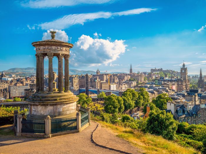 landscape of calton hill, edinburgh, uk