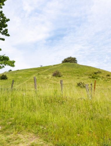 Way in to Brosarp backar, a hilly landscape found in Skane, Sweden.