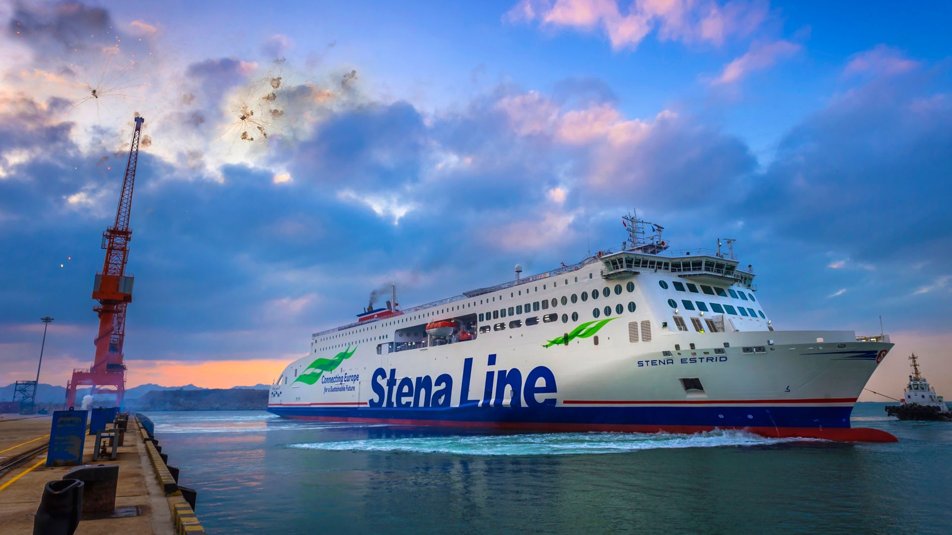 Stena Estrid ferry leaving the port
