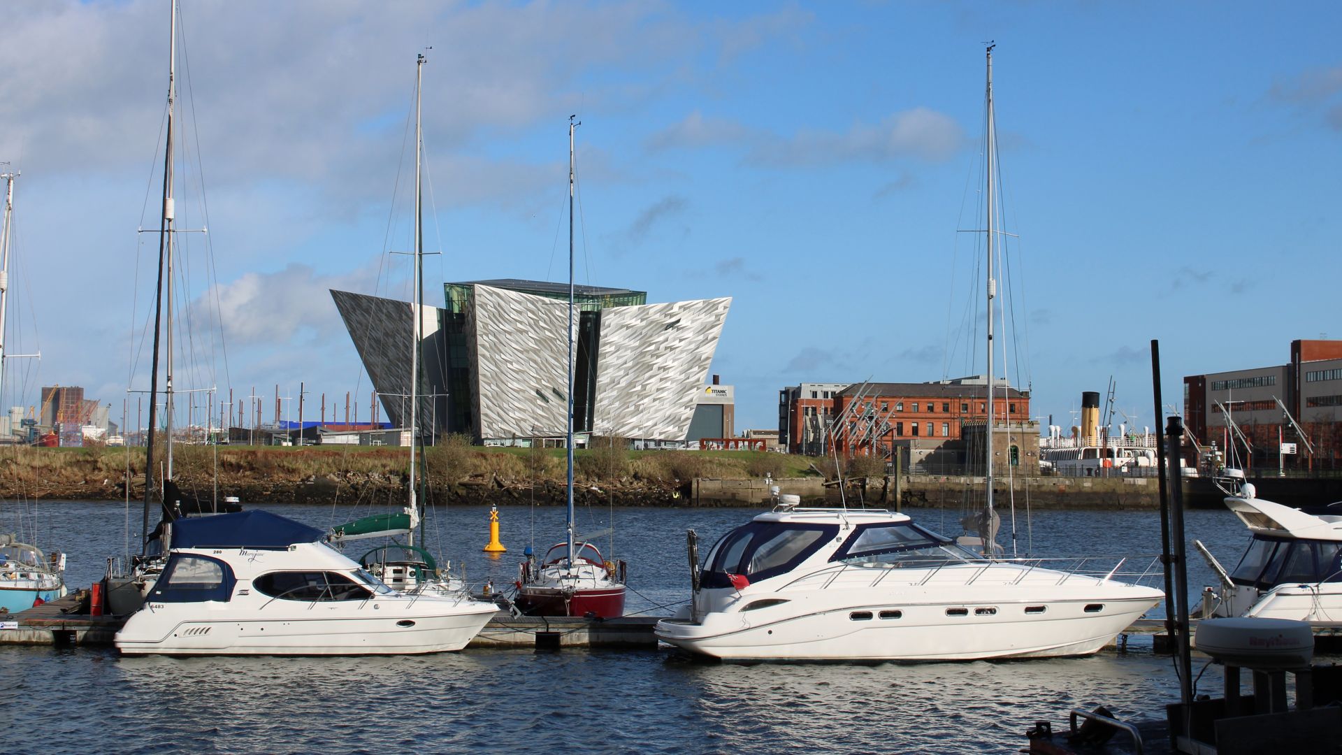 Titanic Belfast Northern Ireland view from dock at SSE arena