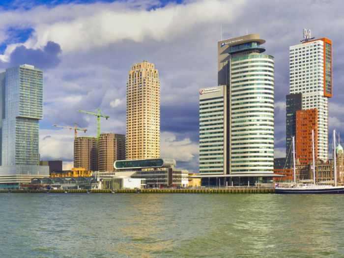 Nieuwe Maas River, Modern Architecture, Rotterdam, Holland, Netherlands, Europe