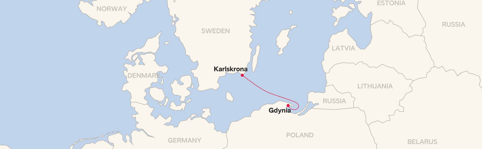 Routemap Gydnia - Karlskrona