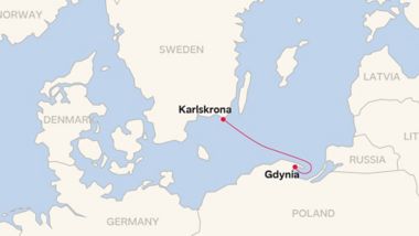 Route map for Gydnia - Karlskrona