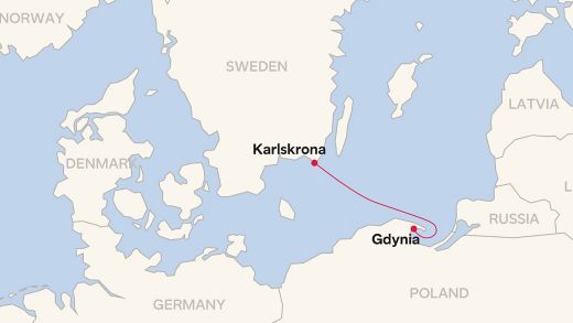 Routemap Gydnia - Karlskrona