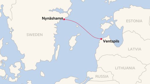 Routemap Ventspils - Nynäshamn