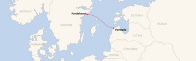 Routemap Ventspils - Nynäshamn