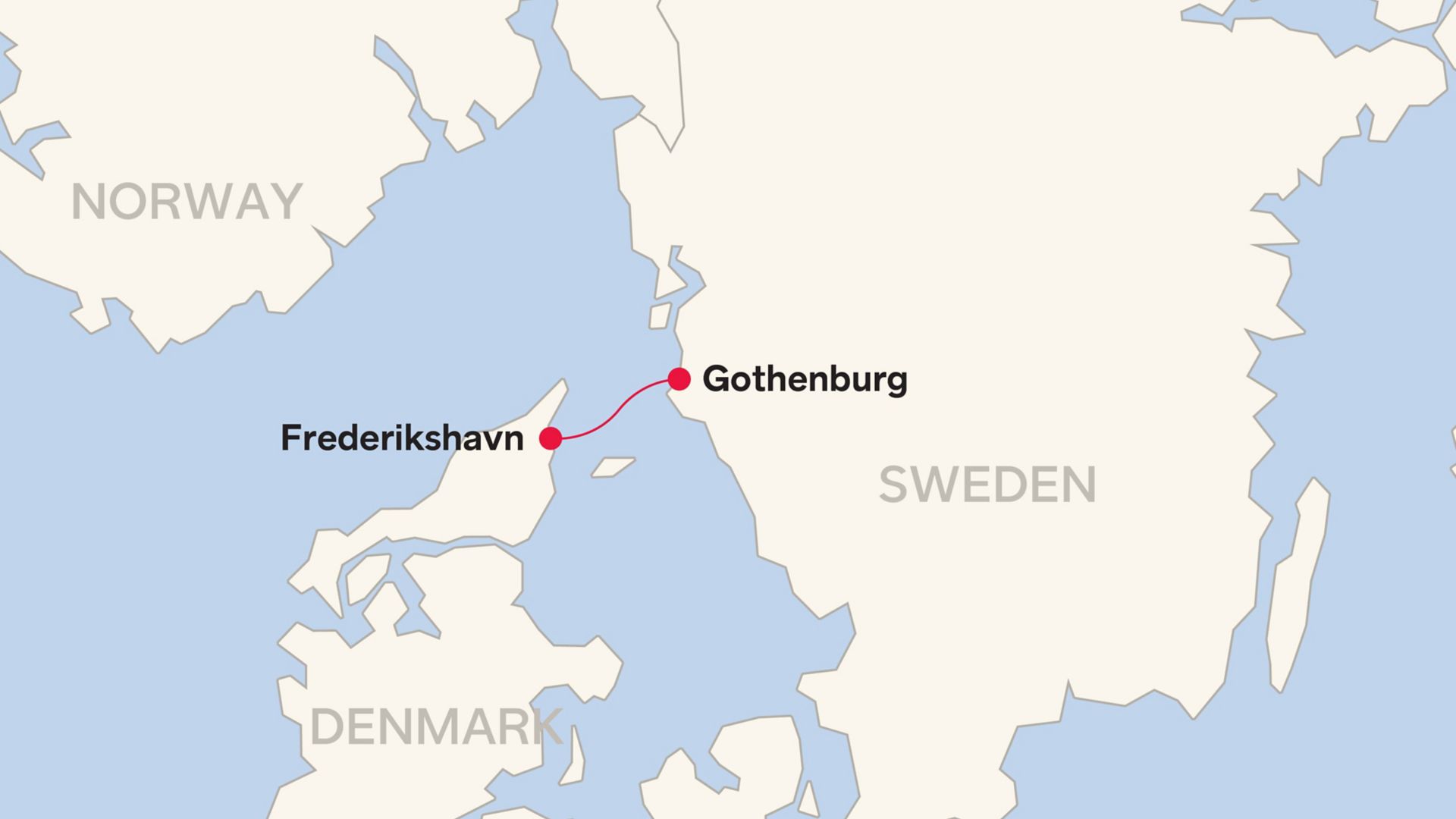 Mapa de ruta para Frederikshavn - Gothenburg
