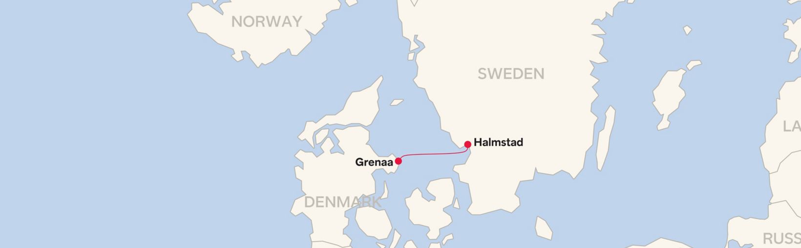 Mappa della rotta per Halmstad - Grenaa